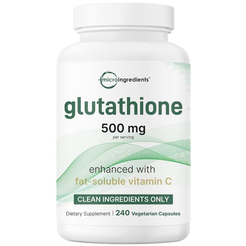 Micro Ingredients Glutathione 500mg with Vitamin C, 240 Vegetarian Capsules