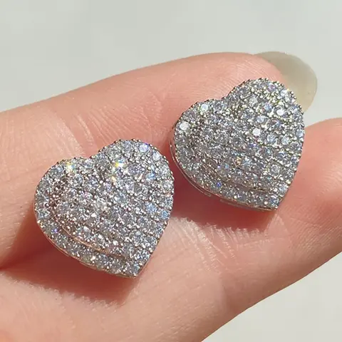 Elegant Heart Shaped Stud Earrings, Luxury Rhinestone Decor Stud Earrings, Fashion Matching Jewelry Accessories for Women