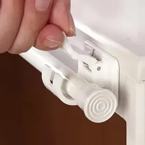 2pcs Universal Self-Adhesive Pole Holder, No Drill Curtain Hook, Shower Rod Bracket, Wall Adhesive, Bathroom Multi-Purpose Hooks