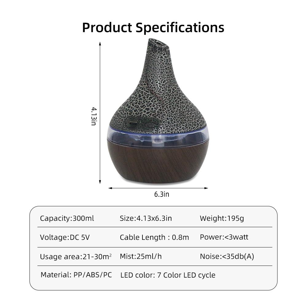 300ml USB Aromatherapy Diffuser with Remote, 7 Color Mood Lights, Ultra Quiet for Office & Bedroom