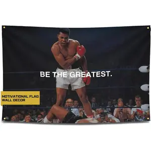 60in x 40in   tapestry Gold Trident Be The Greteast Motivational Gym Banner - Inspire Your Workout with this Banner - Perfect Fitness Wall Decor for Gym, Dorm - Stay Motivated with Cool Motivation Art  poster  home decor banner wall art bedroom