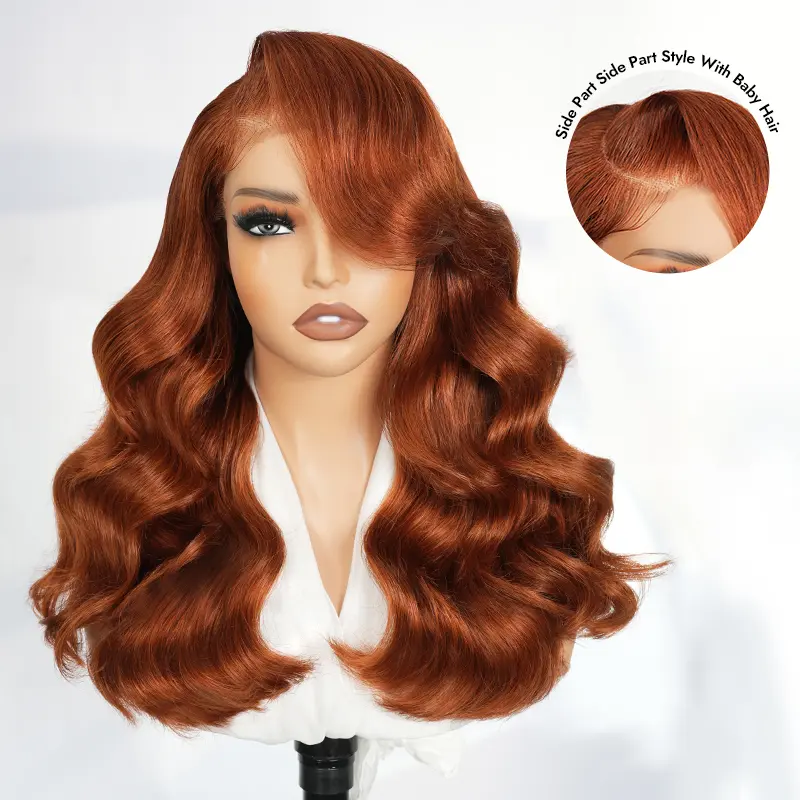 [Upgrade Drawstring] Wiggins Hair 220% Density Copper Orange Stylist Side Part Wig Ready To Go Pre Cut 6x8 Lace Drawstring Wig  Pre-plucked Human Hair GluelessWig