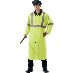 Safety Green / Black Reversible Reflective Rain Storm Parka - Hi-Visibility Public Safety Rain Jacket