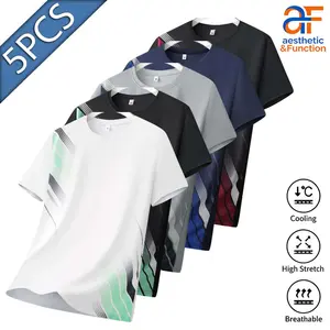 5PCS Bundle Men's Graphic Tees |   Crew Neck Short Sleeve Casual Daily Wear Tops