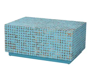 bali & pari Nitza Blue Coconut Shell Acacia Wood Coffee Table