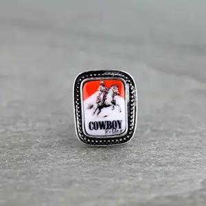 Western Cowboy Portrait Cuff Ring