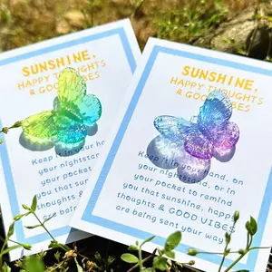 2/4/8pcs Colorful Butterfly Series Pocket Hug Cards, Mini Resin Butterflies with Encouraging Messages, Hug Cards with Self-Adhesive Stickers, Compact Size - Holiday Gift for Best Friends, Birthday Gift for Loved Ones and Friends