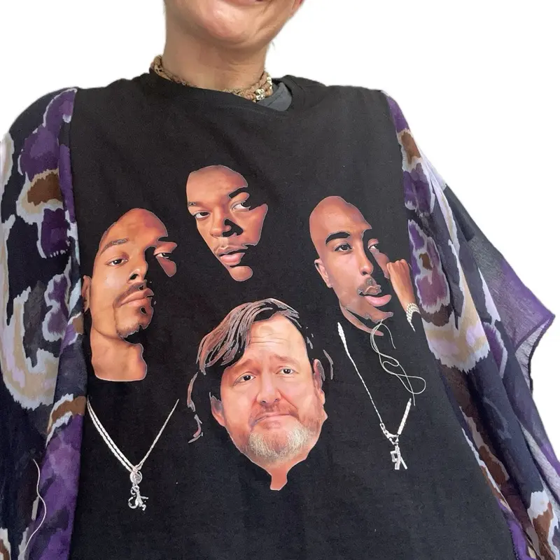Widespread Panic JB is My Favorite Rapper Tshirt Poncho Made from Upcycled Silk Scarves One Size Unique Design
