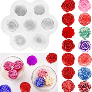 7-Hole DIY Rose Peony Flower Scented Candle Clay Soap Mold Silicone Mold, Perfect for Crafting, Durable & Reusable, Ideal for Beginners, Candle Molds For Candle Making