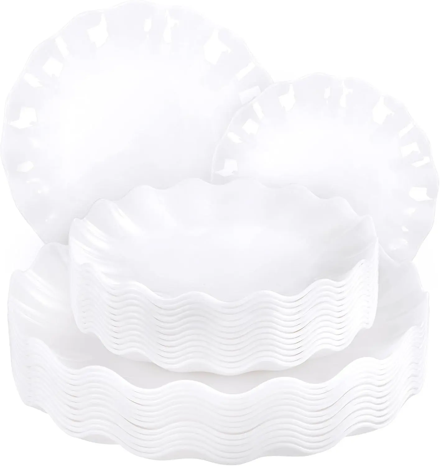 24 count White Plastic Plates  - Unbreakable Party Plates, Microwave & Dishwasher Safe Campg Plate Sets  for Parties, Birthday, Picnics,  (12Guests)