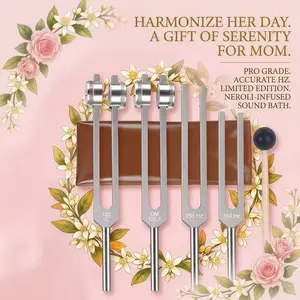 Resonance Sound Healing Tuning Fork Set – 128Hz, 136.1Hz, 256Hz/528Hz, 384Hz with Activator – Sound Therapy for Stress Relief, Deep Relaxation & Chakra Balancing