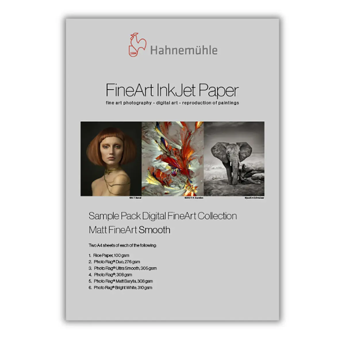 Hahnemuhle Matte FineArt Textured Archival Inkjet 6 Paper Sample Pack, 8.5x11", 12 Sheets