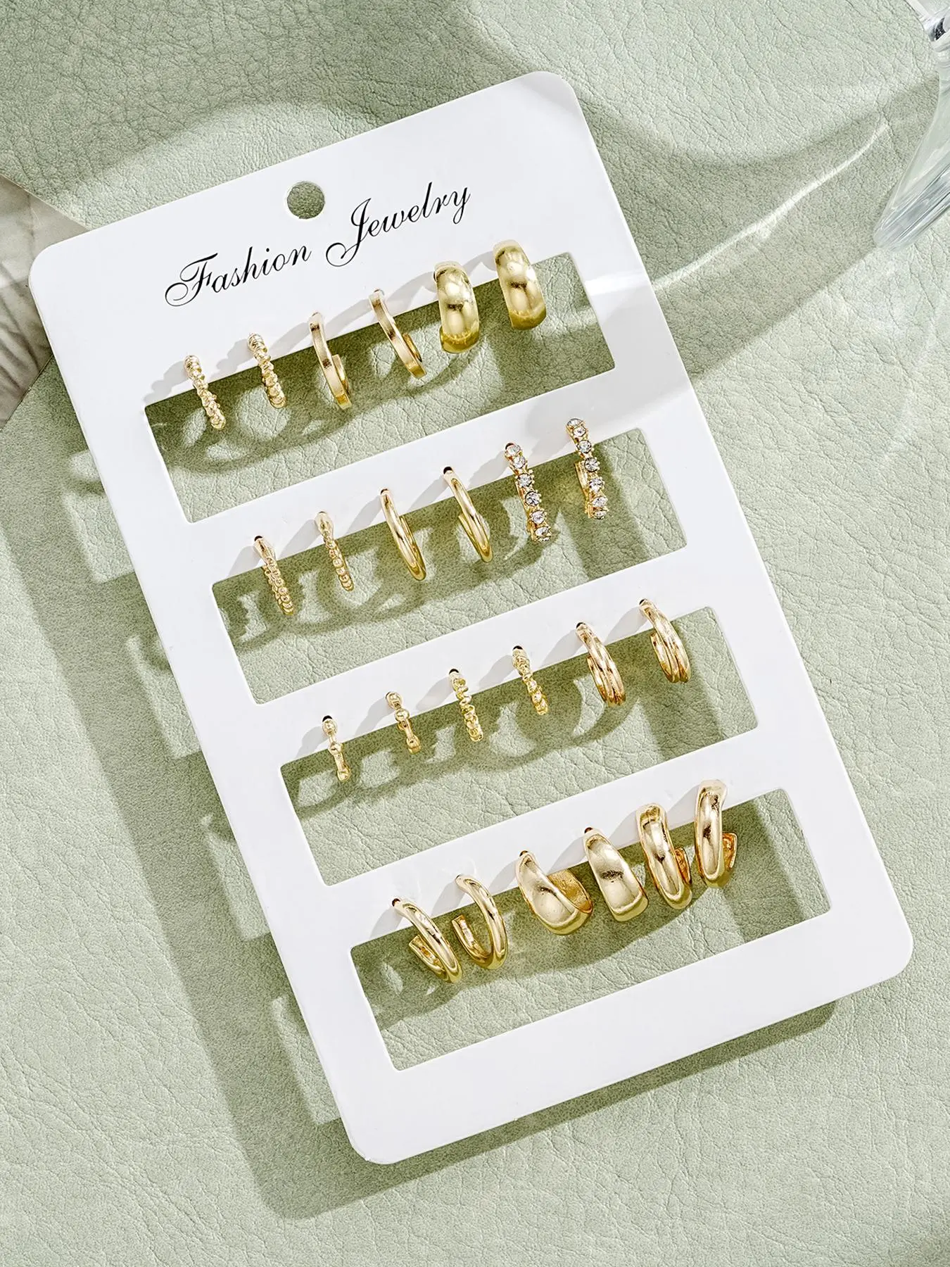 Fashionable Rhinestone Decorated Hoop Earrings, Ear Hoops, Fashion Jewelry for Party, Daily Decor, Trendy All-match & Exquisite Jewelry for Birthday Gift, Hoop Earrings Set