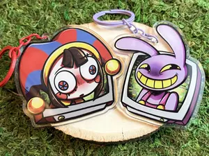 The Amazing Digital Circus Computer Keychain Keychains/Charms, Pomni, Jax