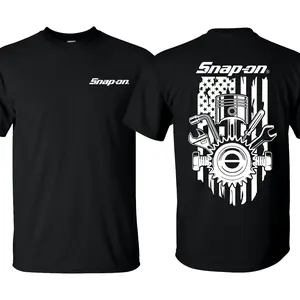 Snap-On T-Shirt American Flag Theme Unisex Casual Wear Crewneck Shortsleeve Men's Top for Garage Enthusiasts and Auto Technicians Menswear Tshirt Streetwear Tropical graphic tees men gifts-DK.X