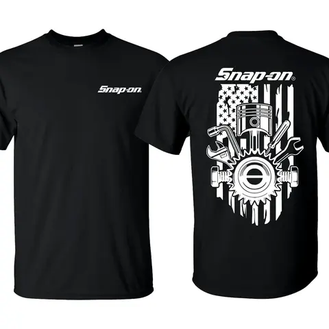 Snap-On T-Shirt American Flag Theme Unisex Casual Wear Crewneck Shortsleeve Men's Top for Garage Enthusiasts and Auto Technicians Menswear Tshirt Streetwear Tropical graphic tees men gifts-DK.X
