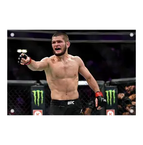 Khabib Nurmagomedov Flag UFC Inspired Fight Night Wall Flag Combat Sports Banner for Bedroom Octagon Gym Decor Gift for MMA Fans