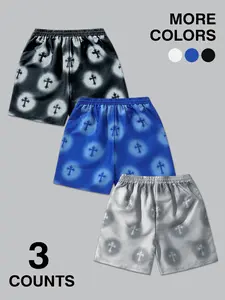 Radiance Cross Gothic Font Print American Streetwear Shorts, Trendy Casual Bermuda Pants, Perfect for Daily Wear & Urban Style