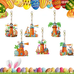 6Pcs DIY Special Shape Diamond Art Painting Keychain Kit Double-Sided Diamond Keychains Crystal Rhinestone Diamond Mosaic Key Chain Unique Handmade Gift