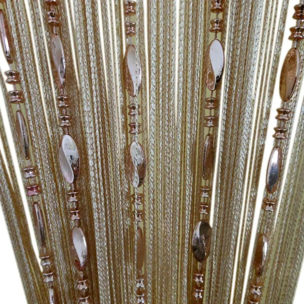 Button Beaded Door Curain Fringe Tassel Living Room Divider Curtain (39.30" x 78.50")