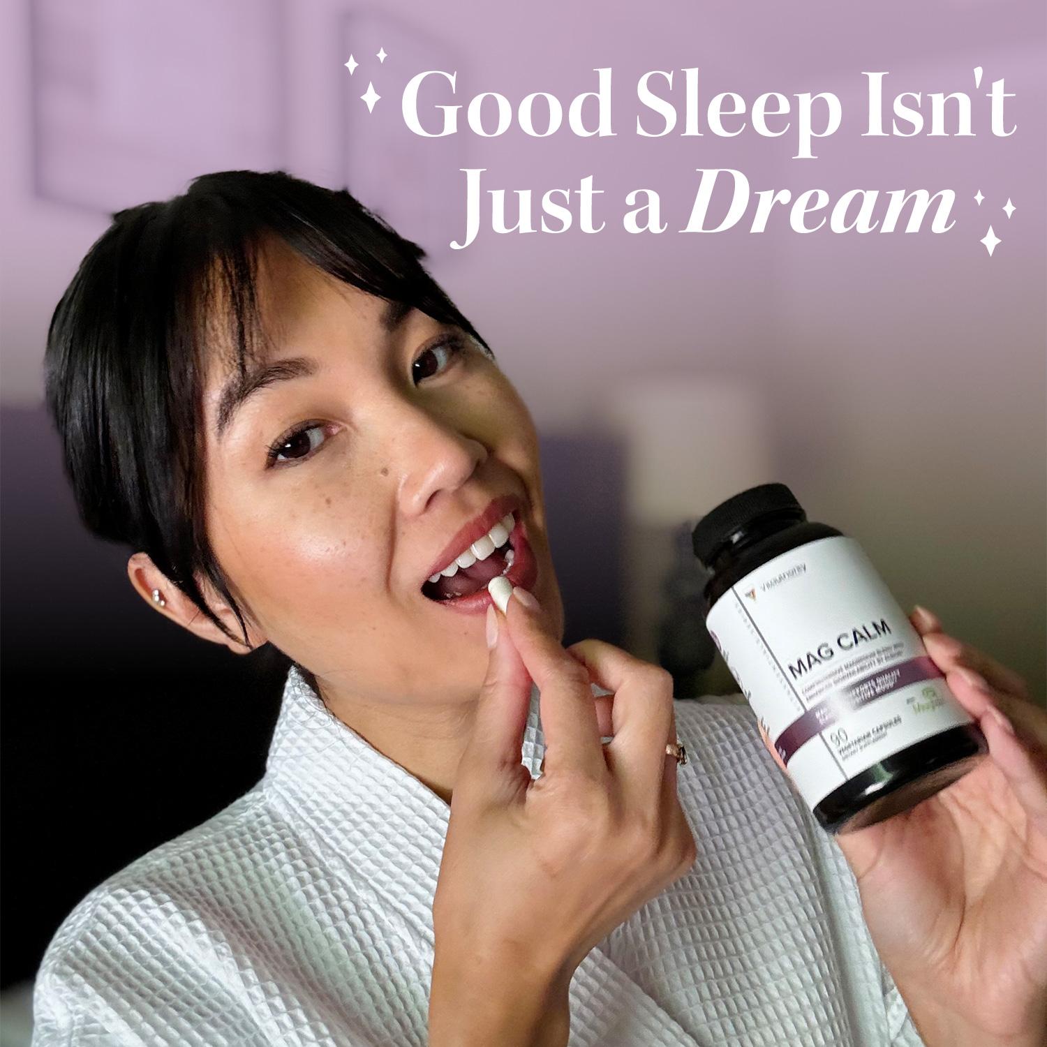 Mag Calm Magnesium L-Threonate Mood Support with Magtein, GABA, L-Theanine Capsules support and regulate your sleep, stress levels, and mood. 90 count capsules