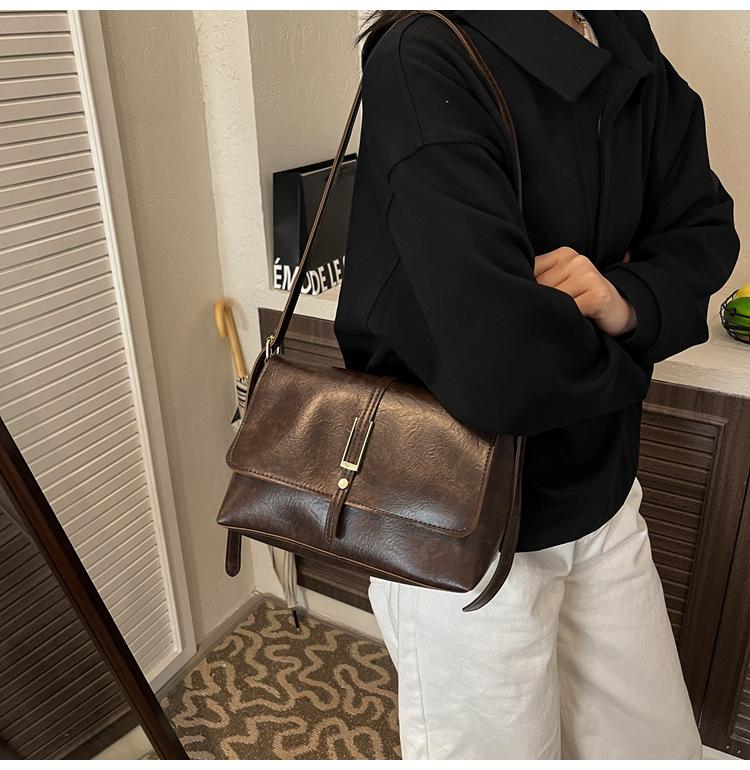 Vintage French Style Women’s Work Bag | Chic Commuter Shoulder & Crossbody Square Handbag | Elegant Minimalist Designer Purse | Versatile Everyday Fashion Bag