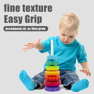 Montessori Rainbow Rotating Tower Toy, Educational Plastic Sorting and Stacking Shape Sorter Toy, Sensory Learning Toy for Boys and Girls