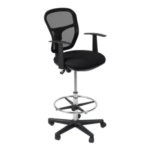 Riviera Drafting Work Chair with Foot Rest Ring - Adjustable Height Studio and Office Chair - Contoured Back Chair for Desk or Drafting Table Black 18620