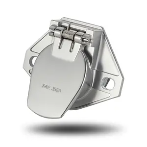 ‌7-Pin Trailer Connector Socket (Trailer Side) - Heavy Duty Zinc Round Receptacle, SAE J560 Wiring Harness for Semi Truck & Tractor Trailer