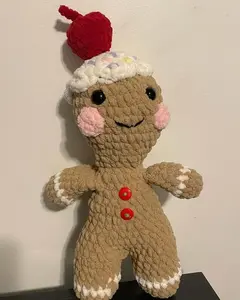 Gingerbread Man Crocheted Plushie