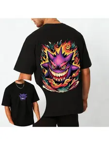 2026 Pok É Mon Anime Gengar Peripheral New Printed Short Sleeved Loose Sports and Comfortable Couple T-shirt for Men and Women