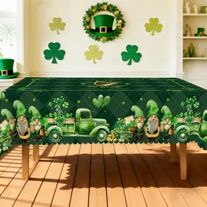 BLIOWL “St. Patrick’s Day Tablecloth | Round & Rectangle Sizes! Perfect for Irish Parties, Family Dinners & Holiday Decor. Leprechaun/Clover Design – Spruce Up Your Table Vibe Now!”