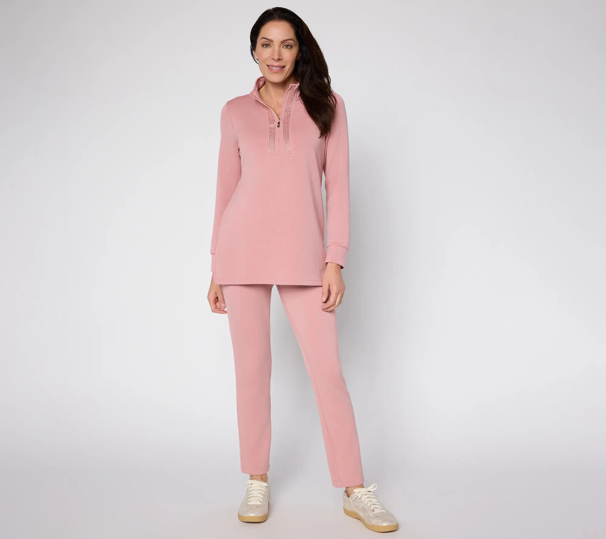 Belle by Kim Gravel Regular ScubaLuxe Sparkle Half-Zip Tunic
