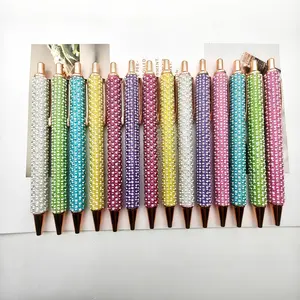 10pcs Pearl Diamond Business Ballpoint Pens, Body, Holiday Gift, Office Writing Supplies, Learning Stationery, Ink, Pens Set