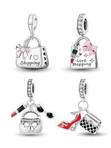 Fashionable Shopping Bag & High Heels & Lipstick & Sunglasses Design Charms, Fashionable DIY Jewelry Making Accessories for Women & Girls Stylish Playful Charm
