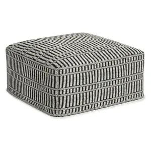 Wonda Square Woven PET Polyester Pouf Black/White - WyndenHall