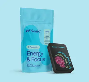 MrBeast x Neuro Peppermint Energy & Focus Gum Bundle (90 Pieces) with Exclusive MrBeast Philanthropy Tin - Sugar Free with Natural Caffeine, L-theanine, Vitamin B12 & Vitamin B6