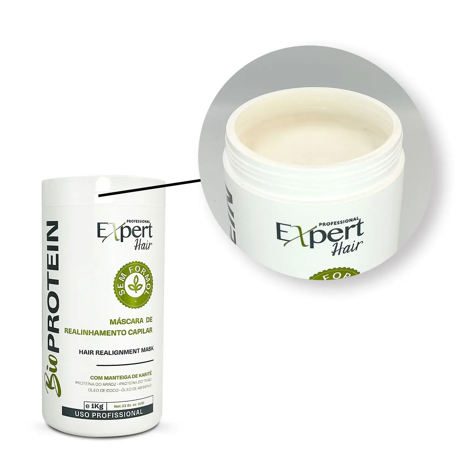 Expert Hair Bio Protein Hair Repair Cream 1kg/35.2oz | Frizz Taming Defrizzing Treatment | Thermal Actives & Moisturizing Serum Formula | Fine Delicate Hair Care | Skinny Hair Effect