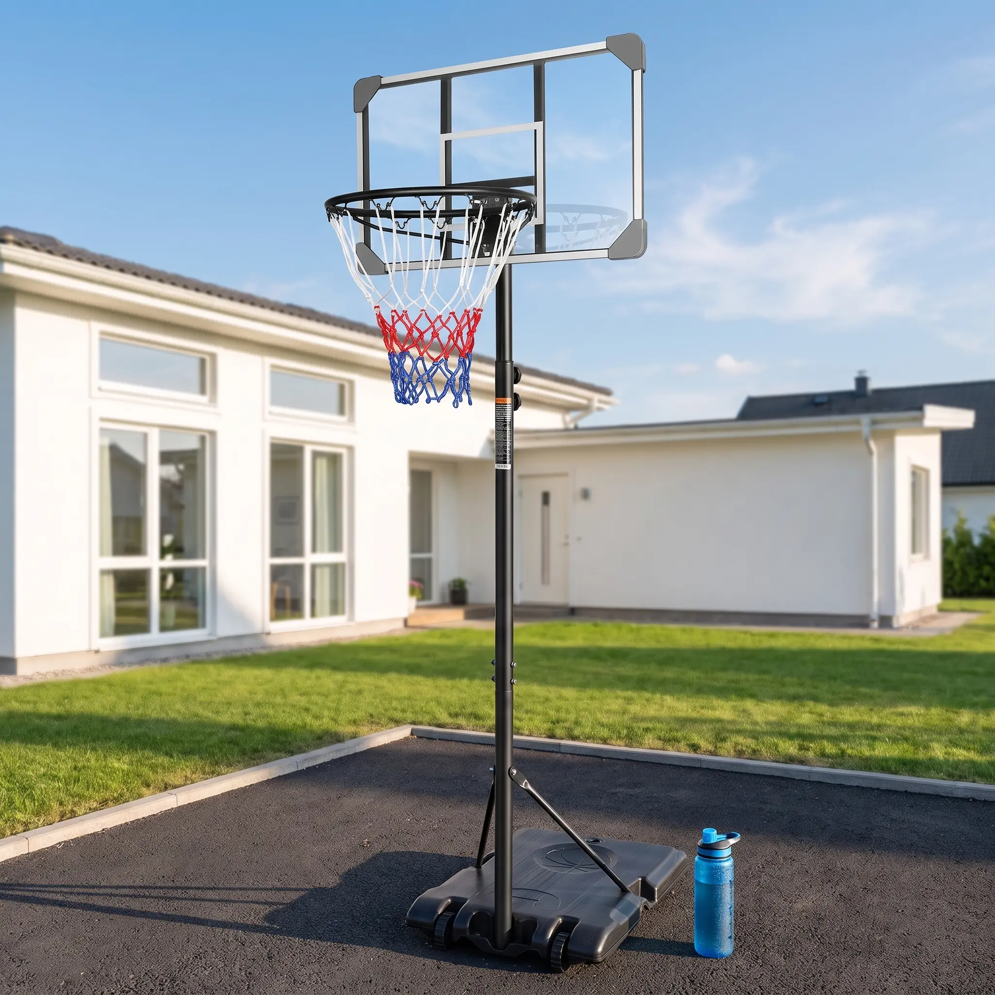 Portable Basketball Goal System - Ball Sports Equipment for Children, 5.6-7ft Height Adjustable, 28in Shatterproof Backboard, Stable Wheeled Mobile Base, Metal Cast Iron Components, Both Indoor and Outdoor Use, Swimming Pool Compatible Sports Toy