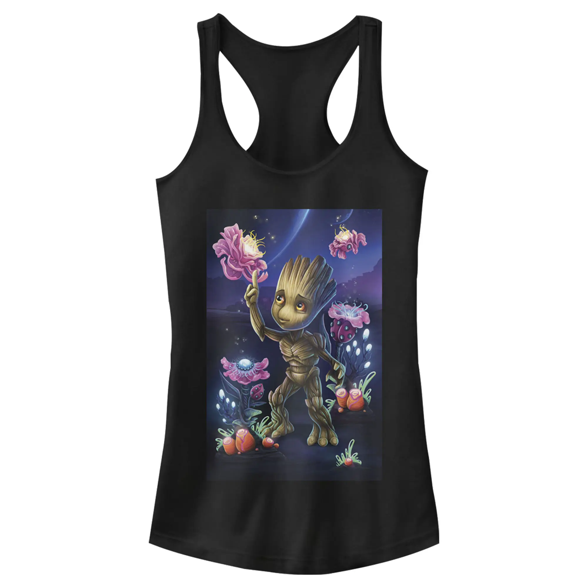 Juniors Womens Marvel Guardians Of The Galaxy Groot Plants Racerback Tank Top