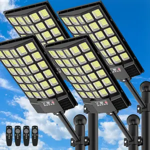 4Pack Solar Street Light, LED Solar Parking Light with Motion Sensor and Remote Control for Outdoor, Streets, Courtyards,Parking Garages