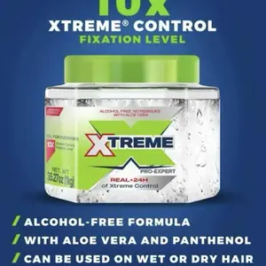 XTREME Pro-Expert Styling Gel Jumbo 35.27oz Alcohol-Free with Aloe Vera & Panthenol for Extra Hold UV Protection Haircare Smooth Pack