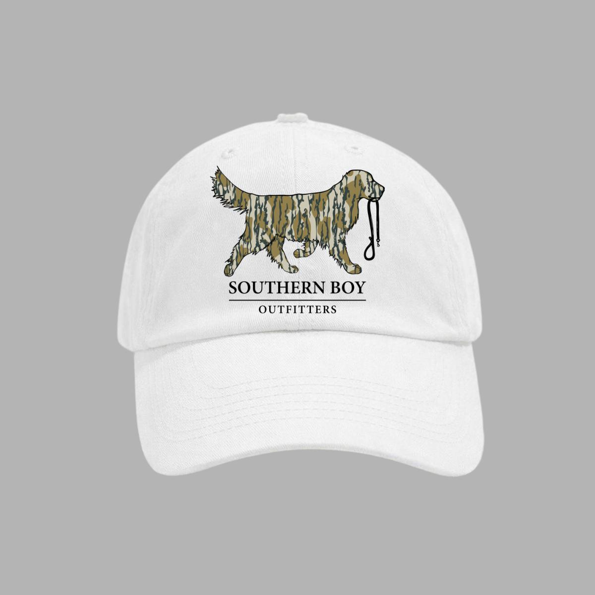 Southern Boy Outfitters Camo Golden Retriever Unisex Baseball Cap, classic style, breathable, adjustable, sun protection, suitable for outdoor travel, beach, vacation, high-quality hat, for men and women