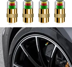 4PCS Tire Pressure Monitor Valve Stem Caps, Car Tire Caps, 36PSI 2.4Bar Car Tire Pressure Monitor Sensor Indicator with 3-Color Eye Alert, Tire Pressure Indicator Caps for Car SUV (Copper)