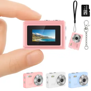 【Christmas sales】Mini Digital Camera 1080P HD with 64GB Card, Retro Keychain Camera with Fill Light & Filters, Portable Compact Vlogging Camera for Kids, Teens, Girls & Boys – Pink Gift Toy Camera