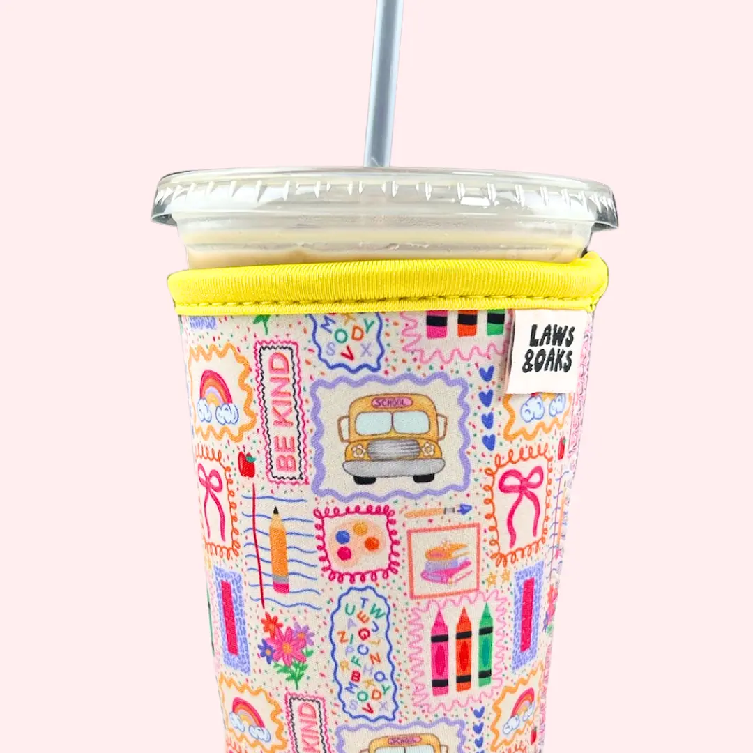 Teach & Sip Drink Sleeve, Fits 16-32oz Drinks, Koozie, Teacher, Coffee Sleeve, Reusable, Back to School