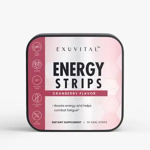 Exuvital Energy Strips Cranberry Flavor - 30 Oral Strips for Busy Lifestyles with Green Tea Caffeine L-Theanine & Vitamin B12