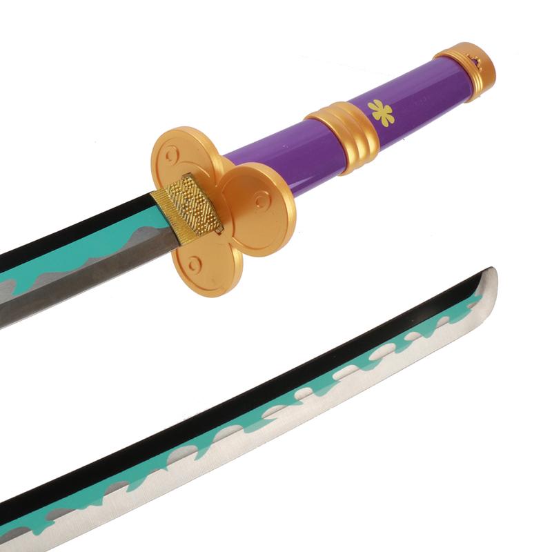 41 inches Not Sharp Real Roronoa Zoro Cosplay Sword Yama Enma Swords Samurai Katana with Wooden Holder Stand Display for Anime Fans Halloween Role Playing Props Cosplay Collection Christmas Gift Birthday