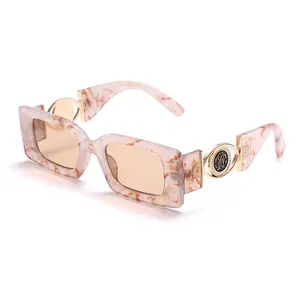 Fashionable and trendy UV resistant sunglasses with cool hip-hop square full frame metal frame