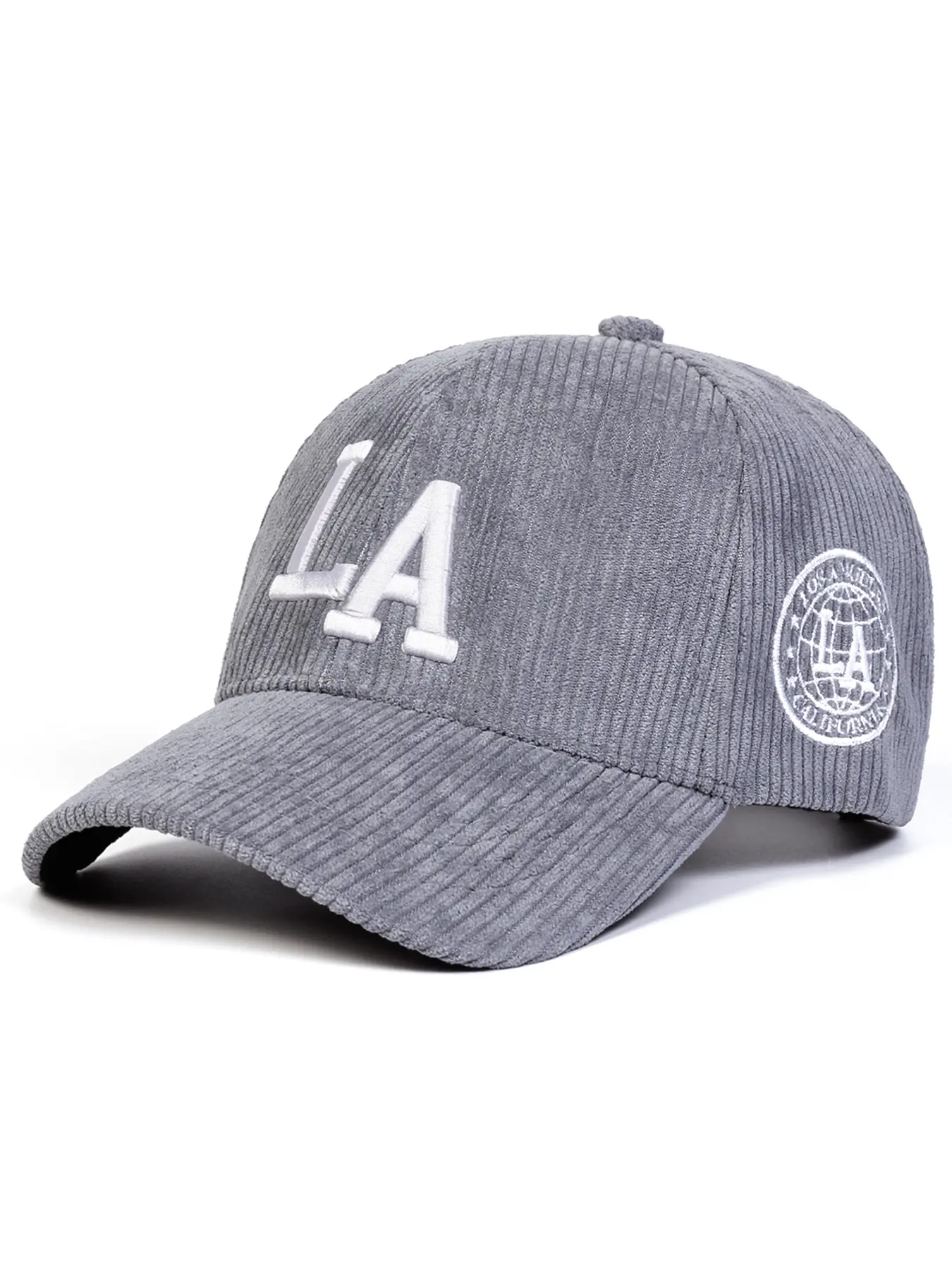 Unisex Corduroy La Baseball Cap, Adjustable Outdoor Sun 
